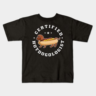 Certified Hotdogologist Funny HOT DOG Dachshund Summer Kids T-Shirt